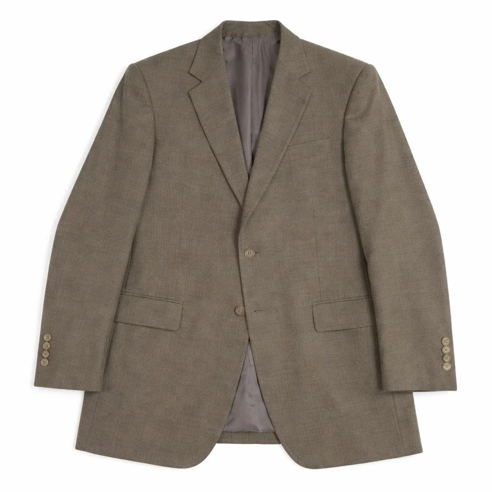 Tallia‎ Uomo Worsted Wool Jacket 44L Brown Made in USA Serra Super 110s